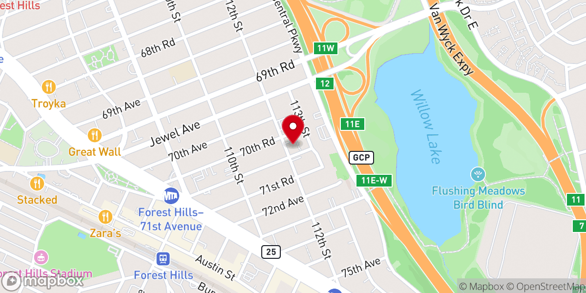 Map showing location of First Presbyterian Church of Forest Hills