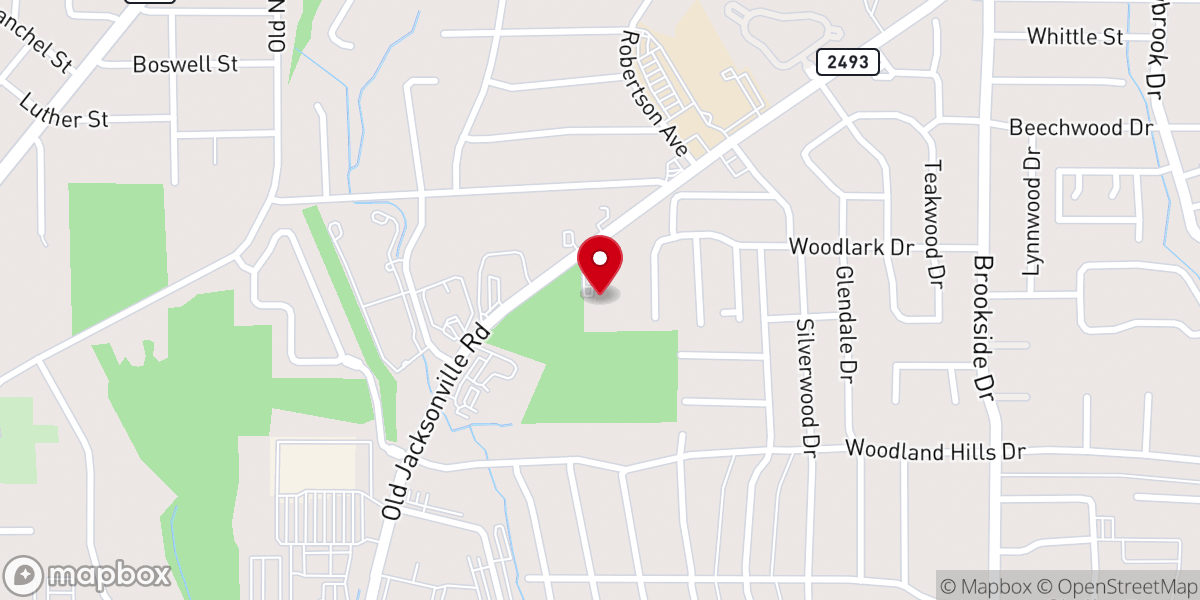 Map showing location of Woodland Hills Baptist Church