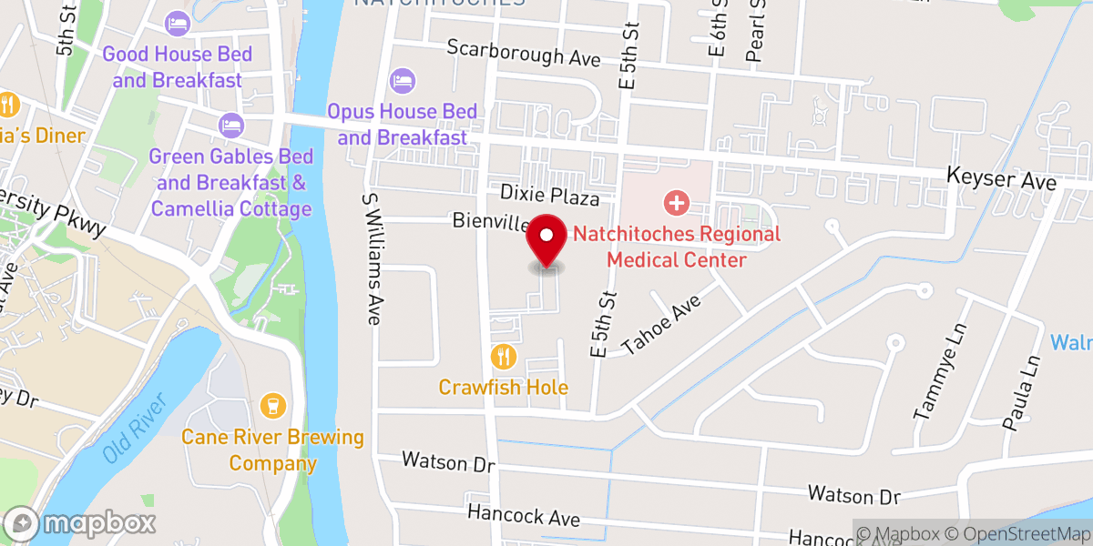 Map showing location of Louisiana Office of Motor Vehicles