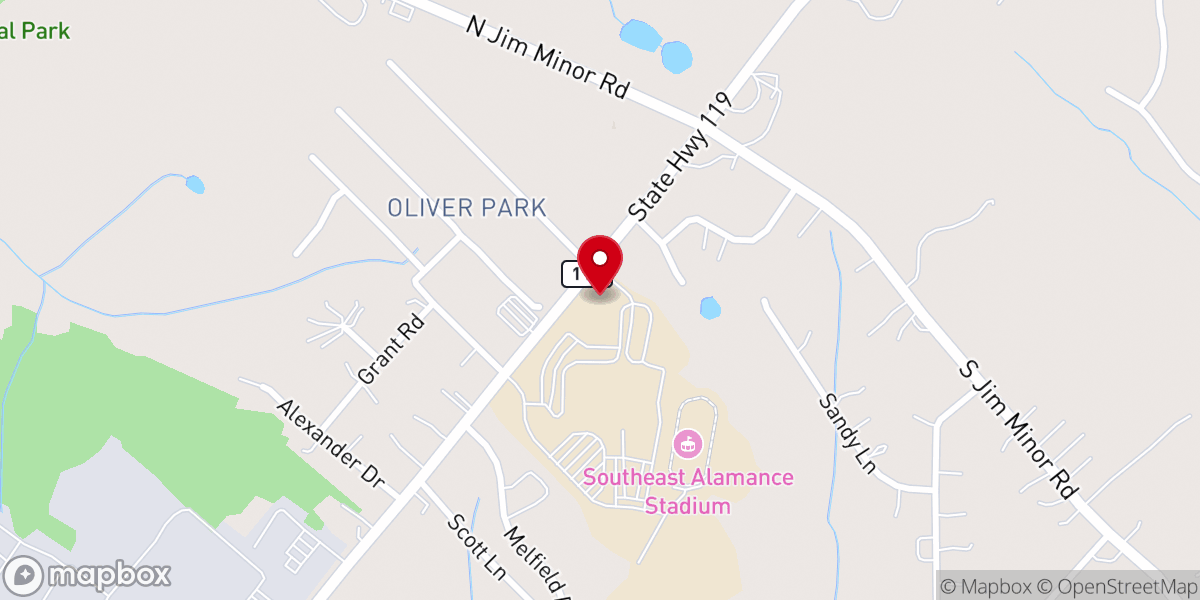 Map showing location of Grace Church - Alamance Campus