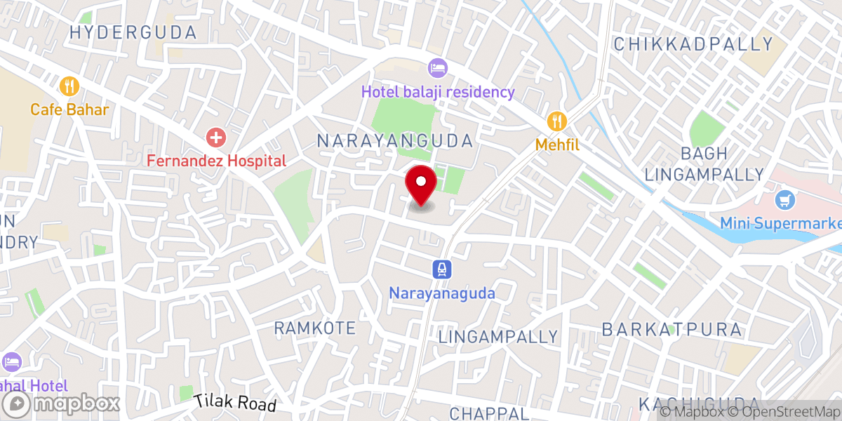 Map showing location of Baptist Church Hyderabad