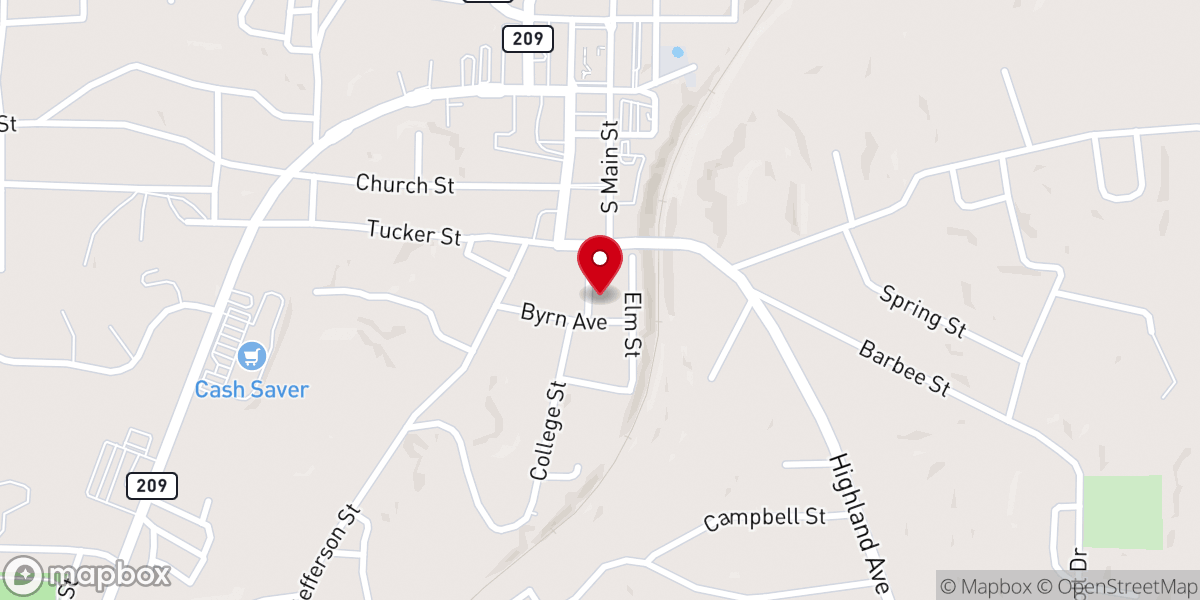 Map showing location of Holly Grove Baptist Church