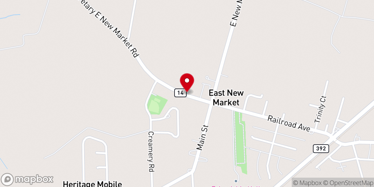Map showing location of First Baptist Church-E New Market