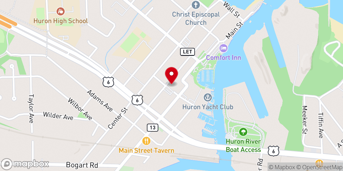 Map showing location of Huron United Methodist Church