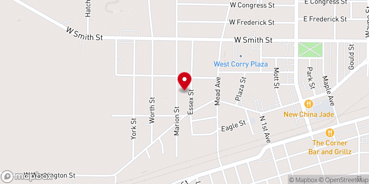 Map showing location of Corry Church of the Nazarene