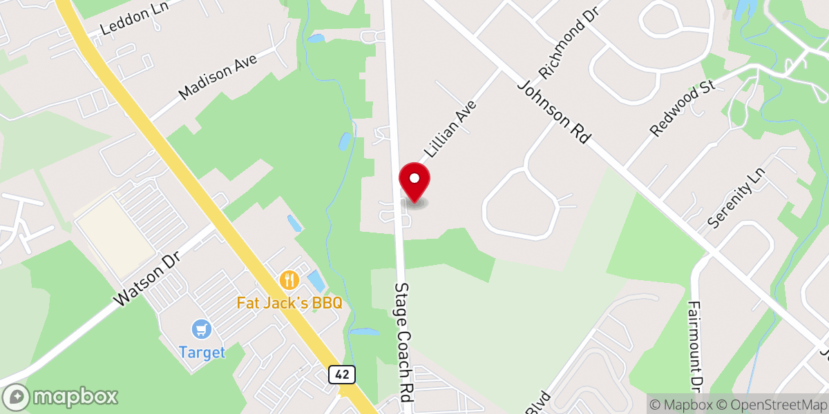 Map showing location of Stagecoach Rd Christian Fellowship