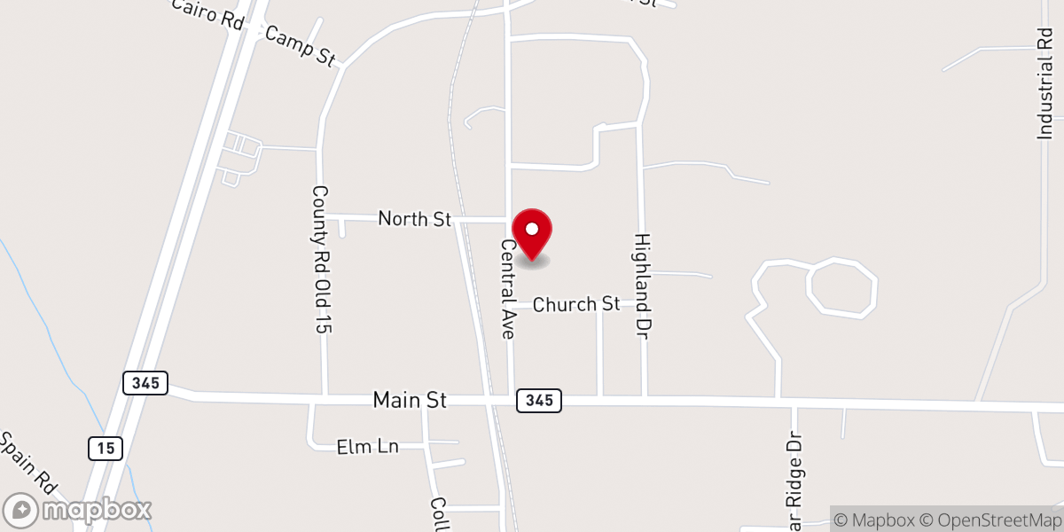 Map showing location of Ecru City Park