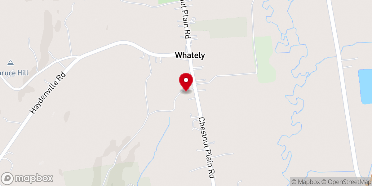 Map showing location of Whately Congregational Church