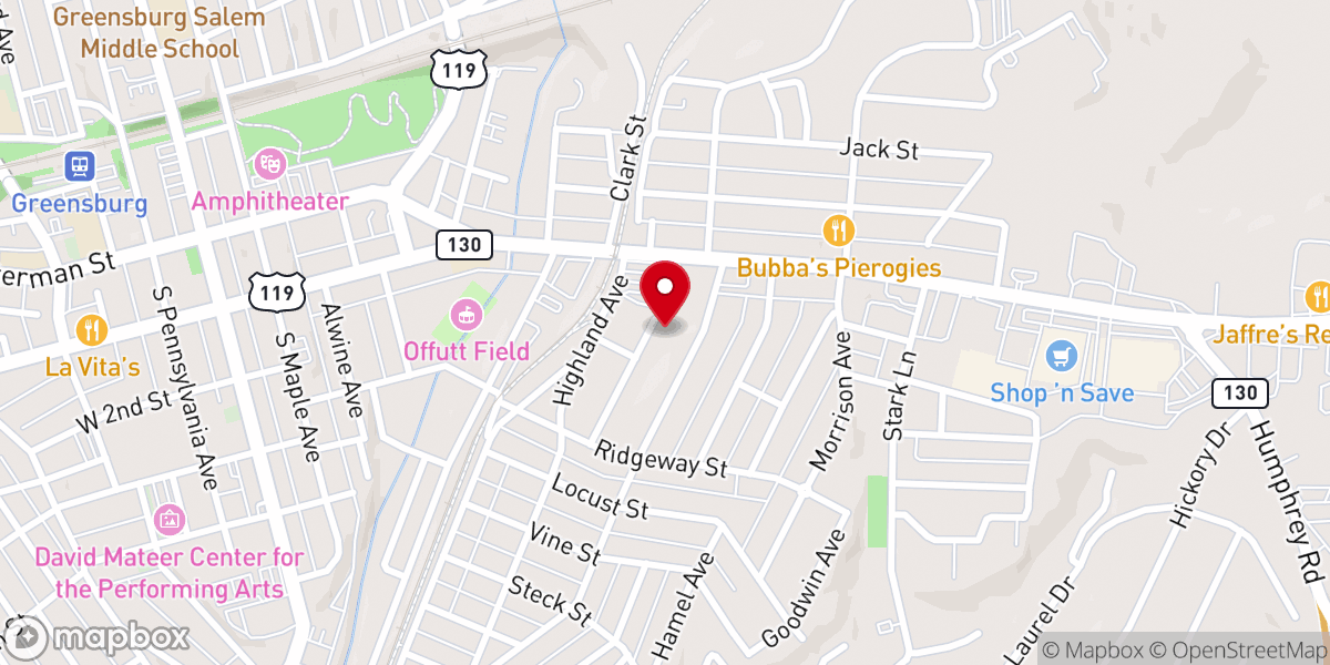 Map showing location of Calvary Chapel of Westmoreland County