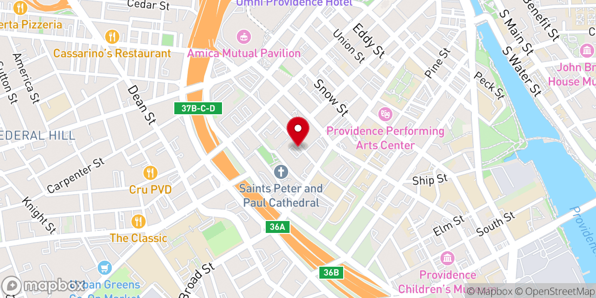 Map showing location of Roman Catholic Bishop of Providence