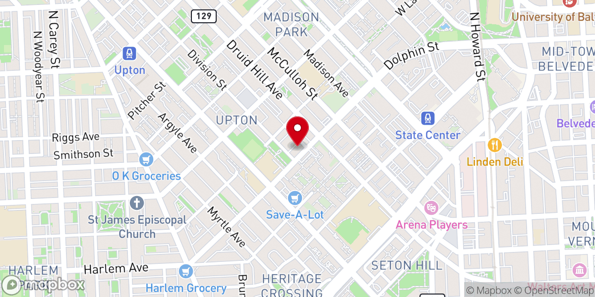 Map showing location of Sharp Street Memorial United Methodist Church