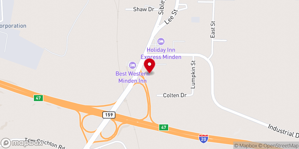 Map showing location of Webster-Claiborne Baptist Associations