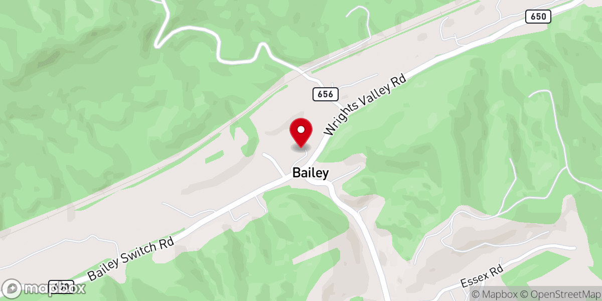 Map showing location of Bailey United Methodist Church