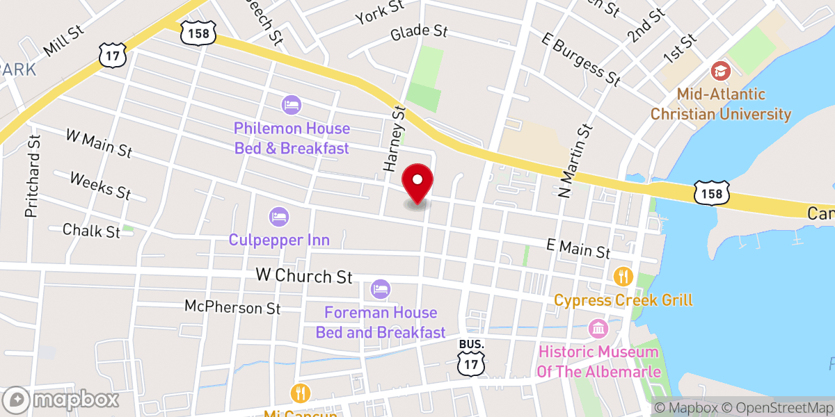 Map showing location of First Baptist Church
