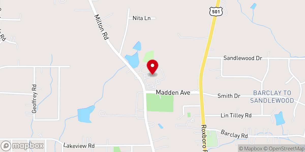 Map showing location of Ridgecrest Baptist Church