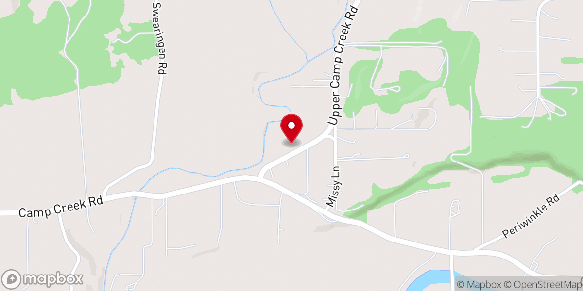 Map showing location of Camp Creek Church