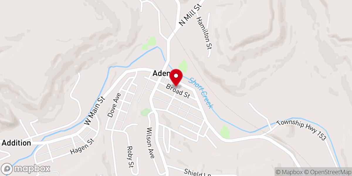 Map showing location of Adena Methodist Church