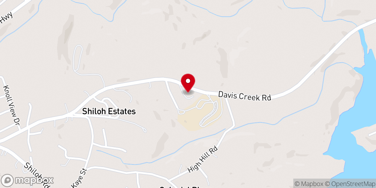 Map showing location of Davis Creek Baptist Church