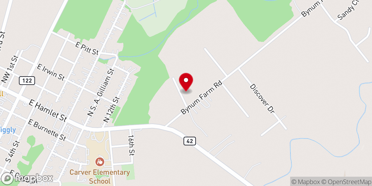 Map showing location of Bynum Chapel Baptist Church