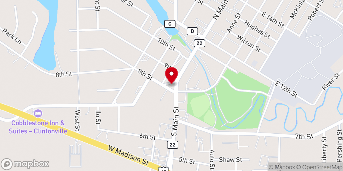 Map showing location of Christ Congregational Church