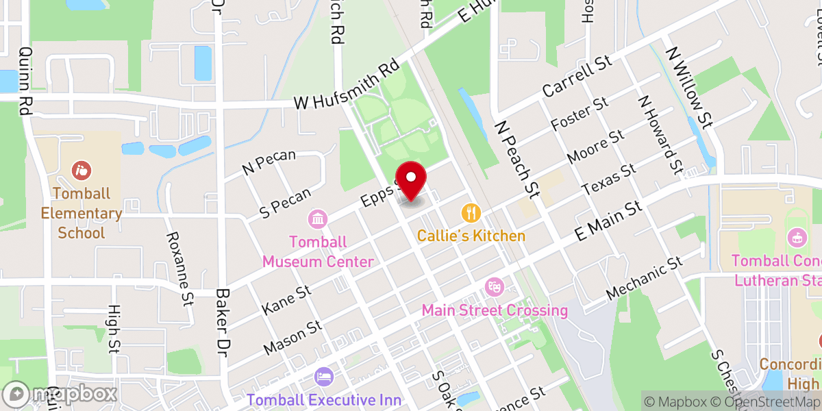 Map showing location of Tomball Bible Church