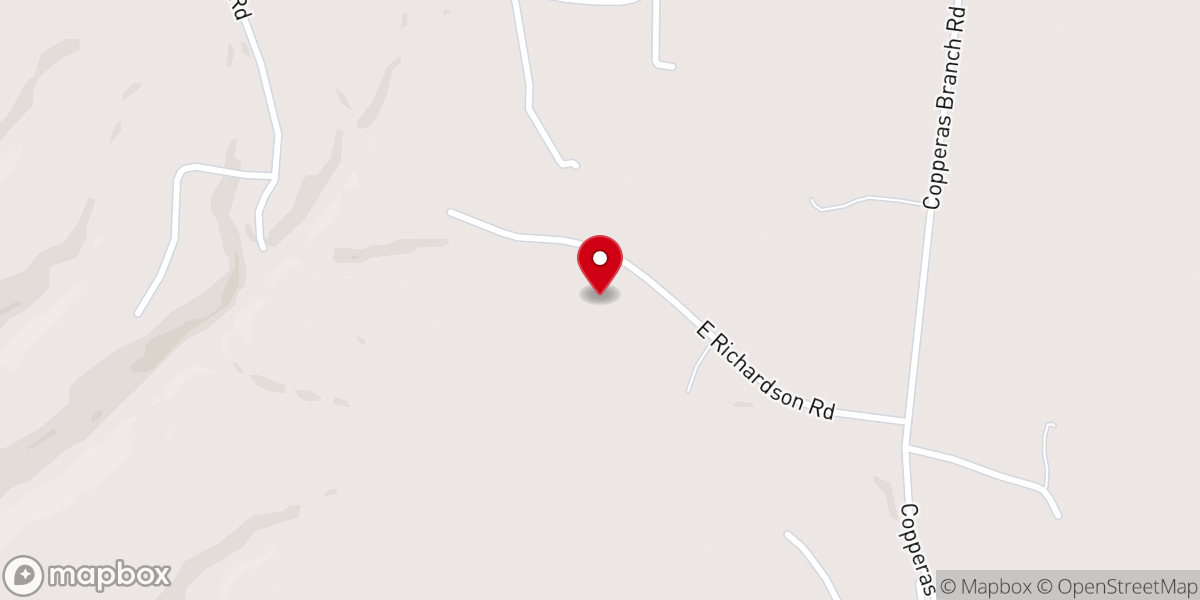Map showing location of Copperas Branch Baptist