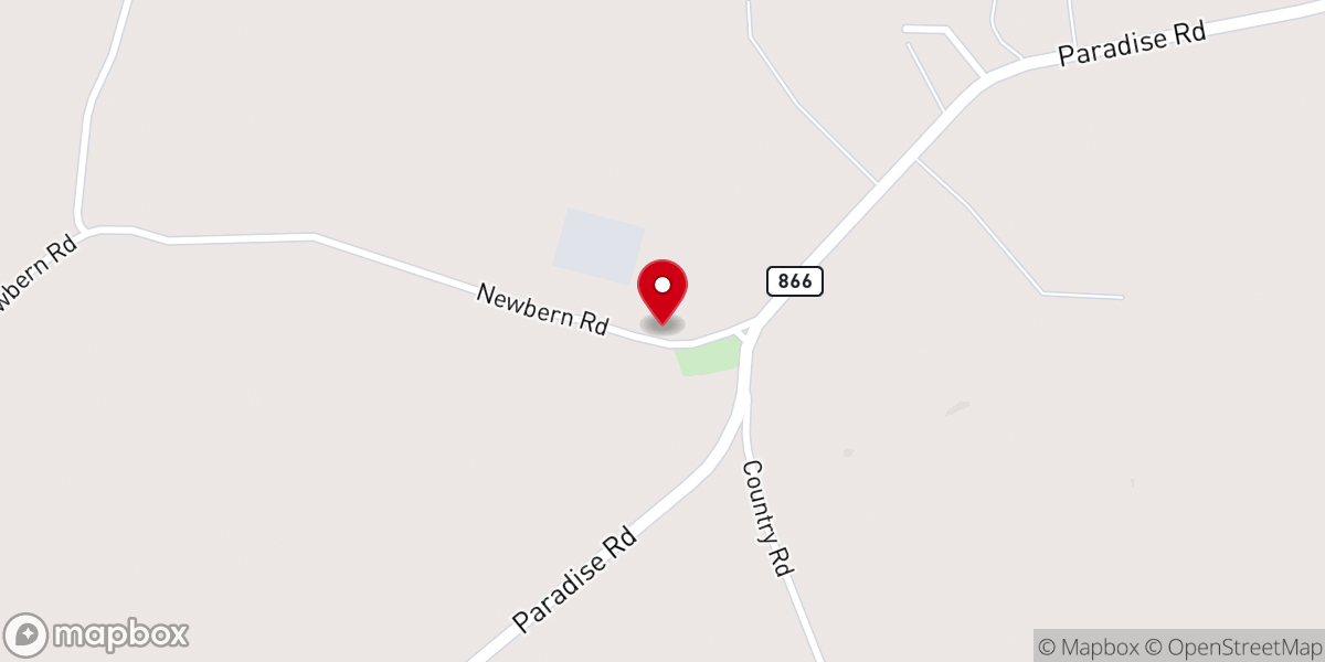 Map showing location of Paradise Church