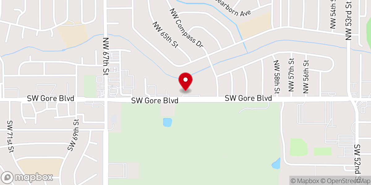 Map showing location of Gore Boulevard Church of Christ