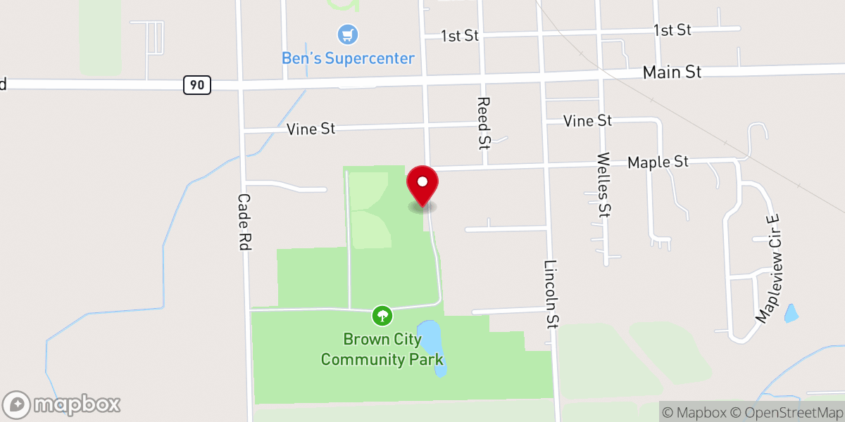 Map showing location of Brown City Park