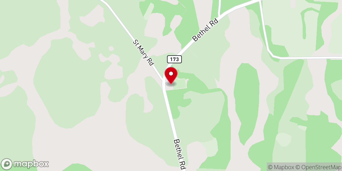 Map showing location of Bethel Primitive Baptist Church