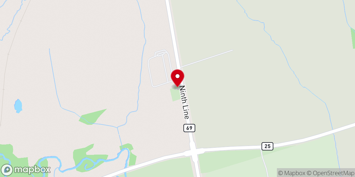 Map showing location of Original Site of 1st Markham Baptist (or Ninth Line) Church