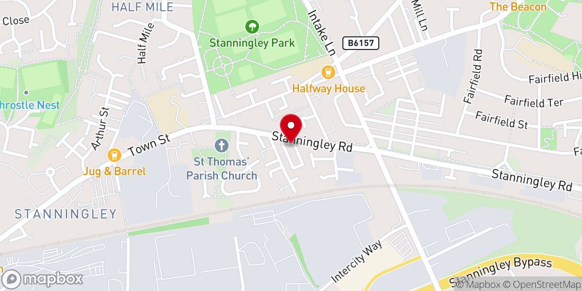 Map showing location of St John's Methodist Church