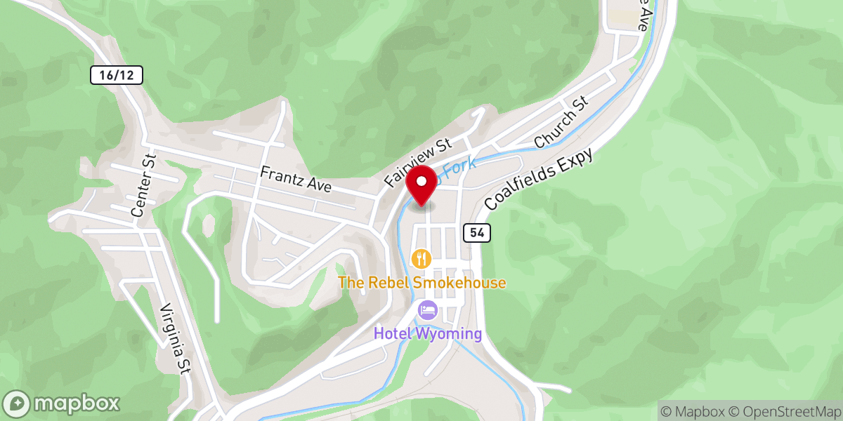 Map showing location of First Presbyterian Church