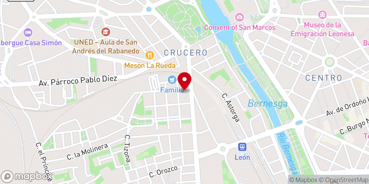 Map showing location of Iglesia asamblea de dios ministerio en leon