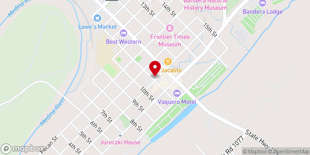 Map showing location of Bandera Methodist Church