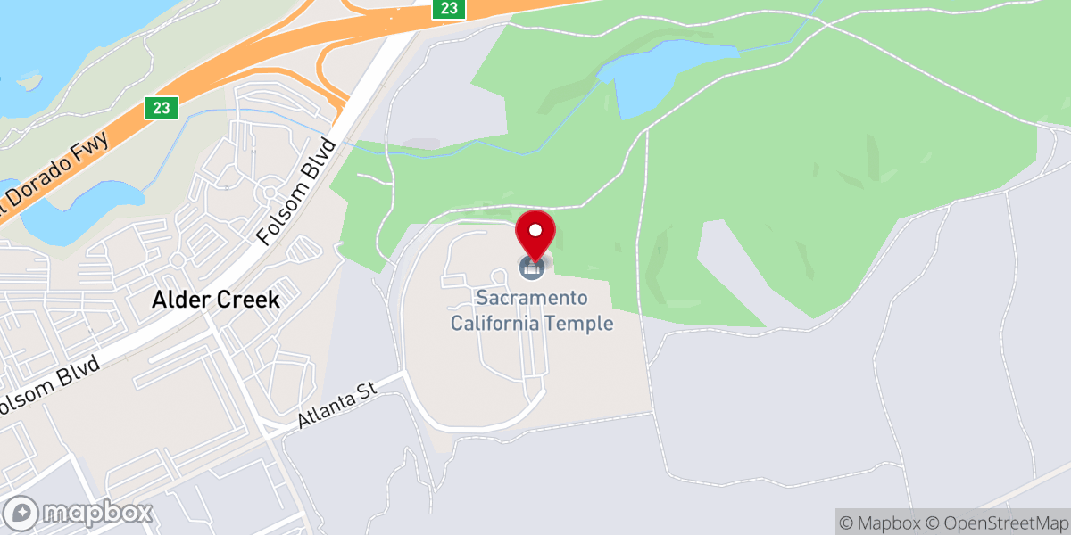 Map showing location of Sacramento California Temple