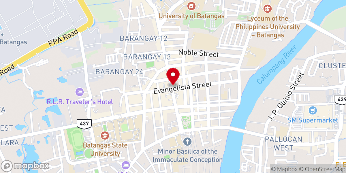 Map showing location of Cathedral of Praise - Batangas