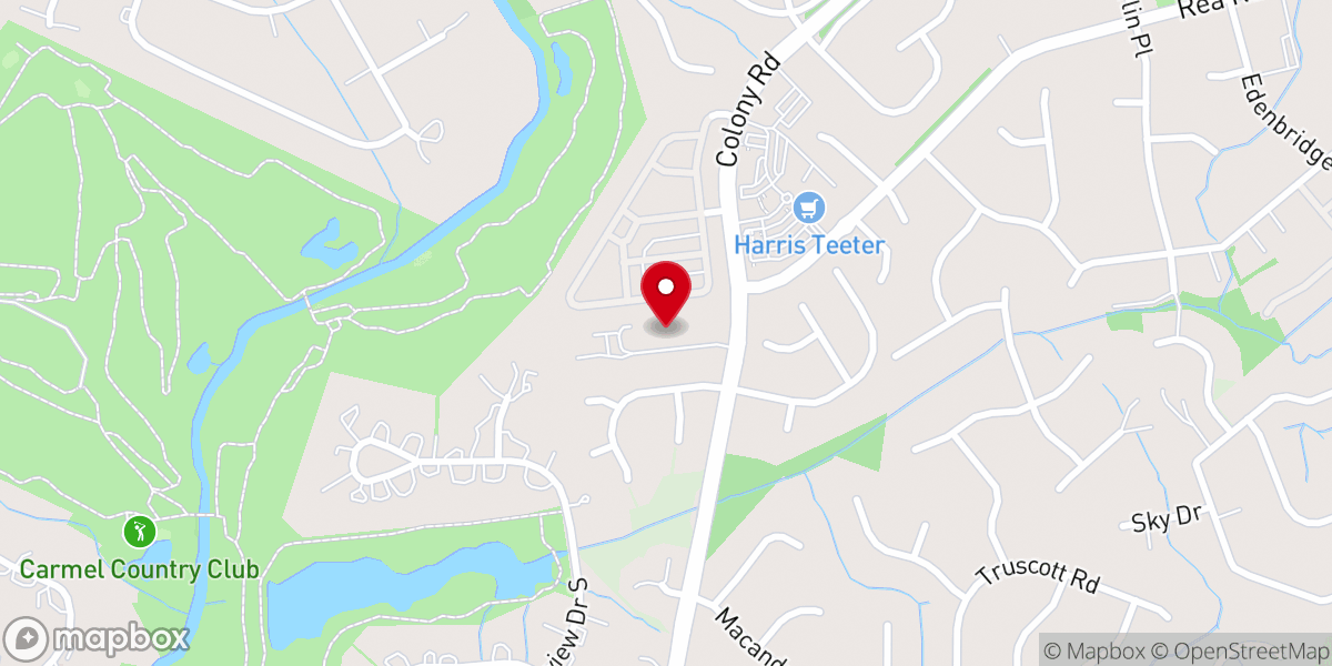 Map showing location of South Charlotte Presbyterian Church