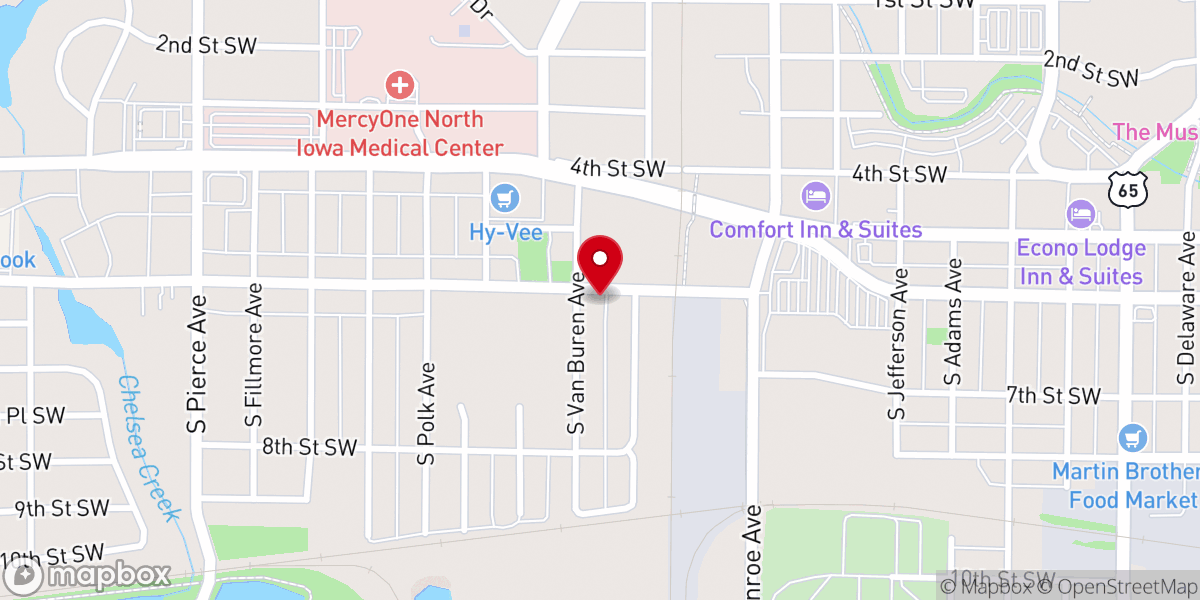 Map showing location of St. John Baptist Church