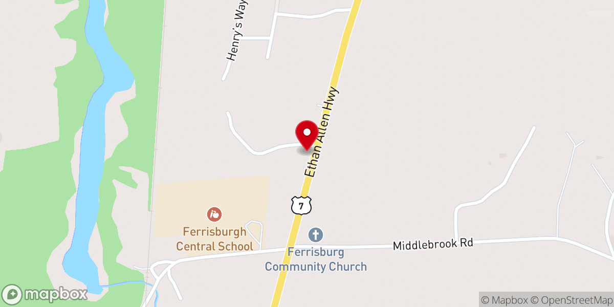 Map showing location of Ferrisburgh Center United Methodist Church