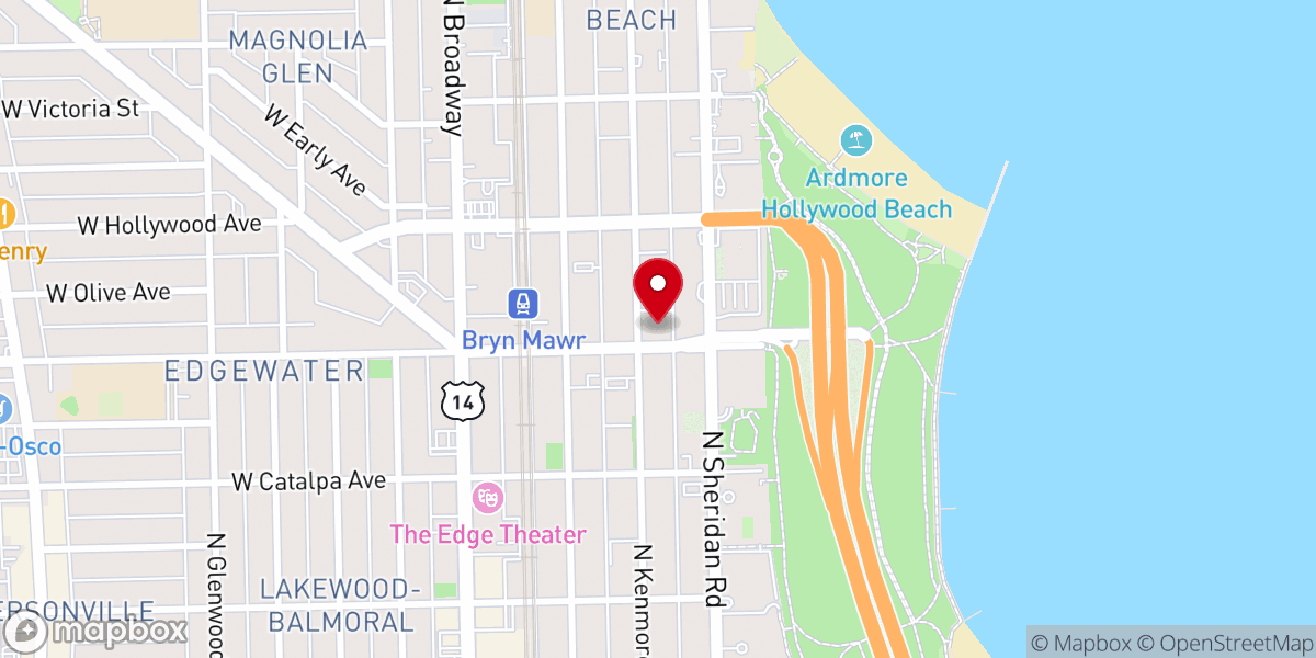 Map showing location of Edgewater Presbyterian Church
