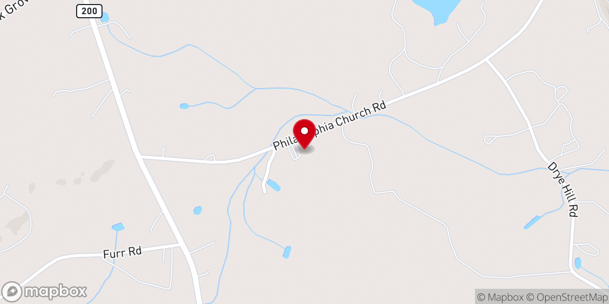 Map showing location of Philadelphia Baptist Church