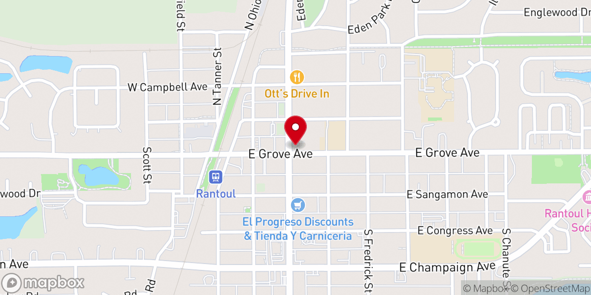 Map showing location of Sain Malachy's Catholic Church, Rantoul