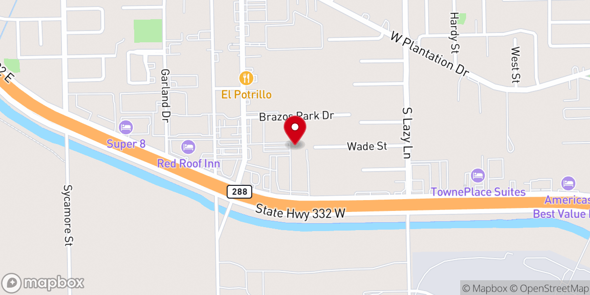 Map showing location of Grace Bible Church of Brazosport