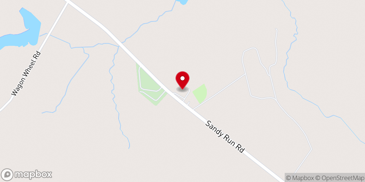 Map showing location of Sandy Run Baptist Church