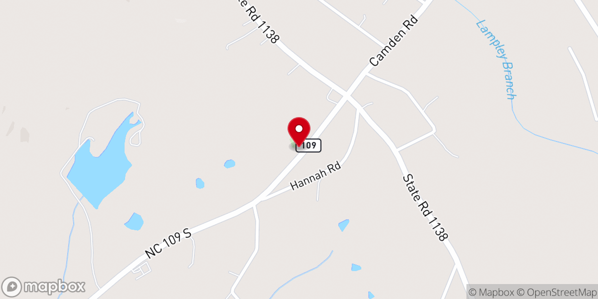 Map showing location of Hanna Church