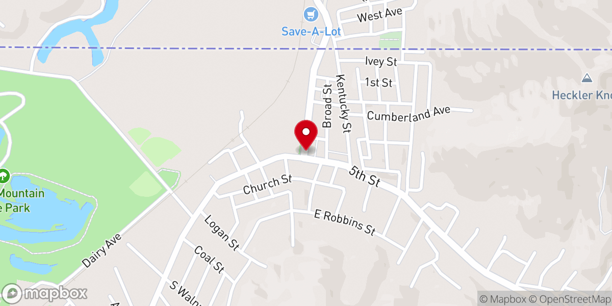 Map showing location of Kentucky Hill Baptist Church