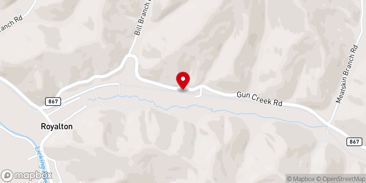 Map showing location of Gun Creek Church