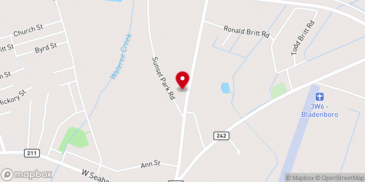 Map showing location of Bladen Gaskins Bladenboro Chapel
