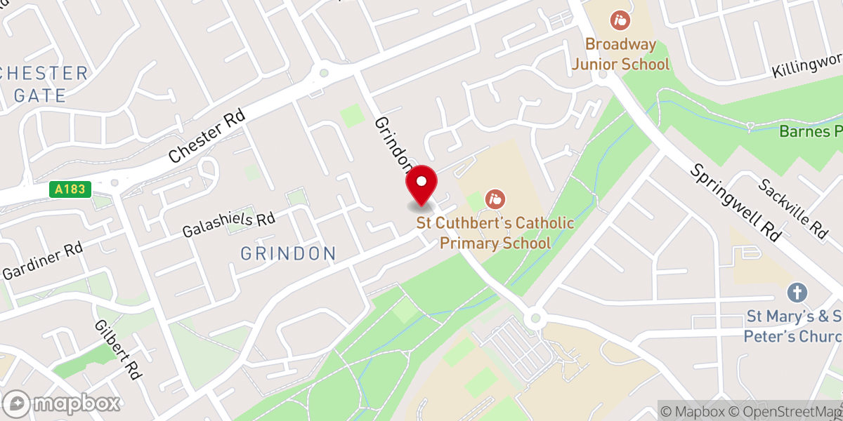 Map showing location of Grindon Bethany Independent Methodist Church